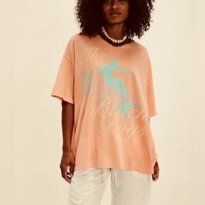 Daydreamer X Free People The Beach Boys Surfer GraphicTee Peach One Size NWT